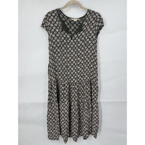 April Cornell Prairie Cottage Mini Dress Women XXS Green Ditsy Peasant Farmhouse